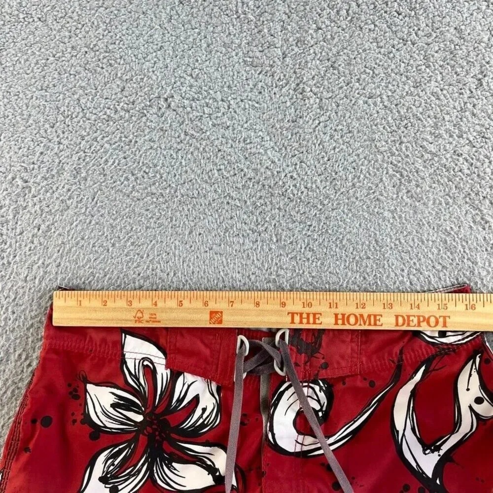 Vintage Billabong Board Shorts Mens 32 Red Swim Trunks Floral Beach Surf‎ Aloha
